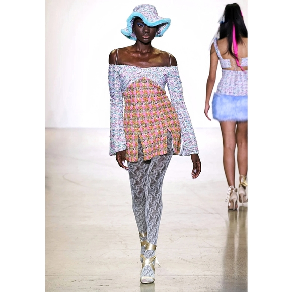 Kim Shui Twee Metallic Patchwork Tweed Mini Dress - Picture 1 of 10